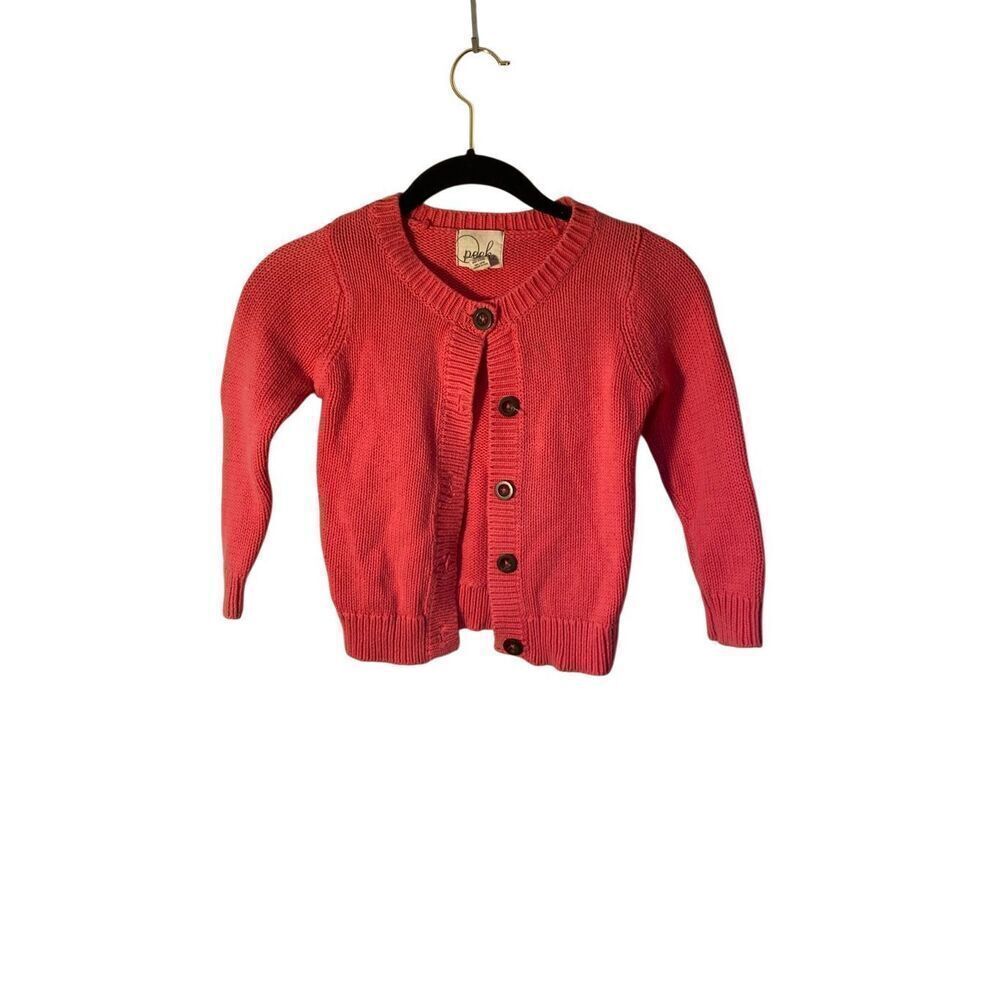 Peek girls, pink button, front cotton, long sleeve, cardigan, size small